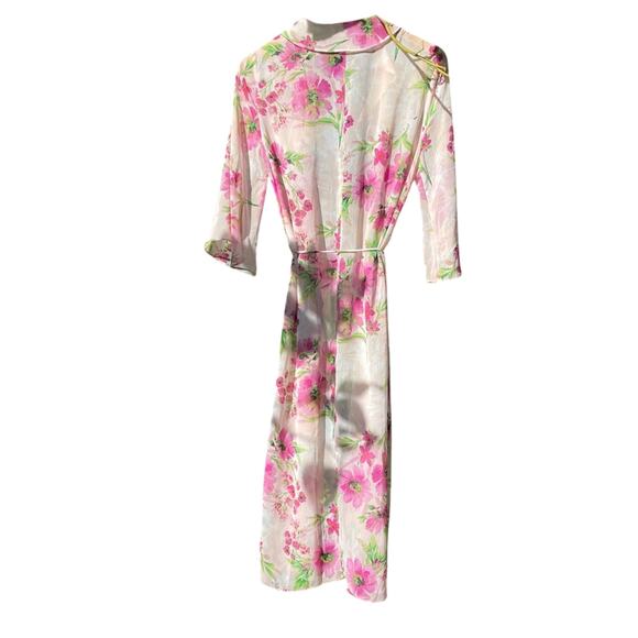 Lulu’s | Floral Tie Dress Robe Duster Sheer Pink - Picture 3 of 9